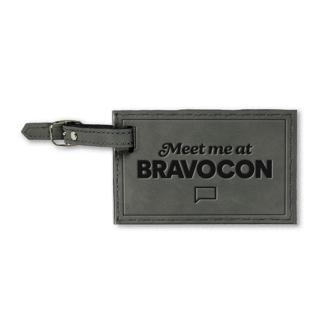 BravoCon '25 Meet Me At Bravocon Leather Luggage Tag Grey
