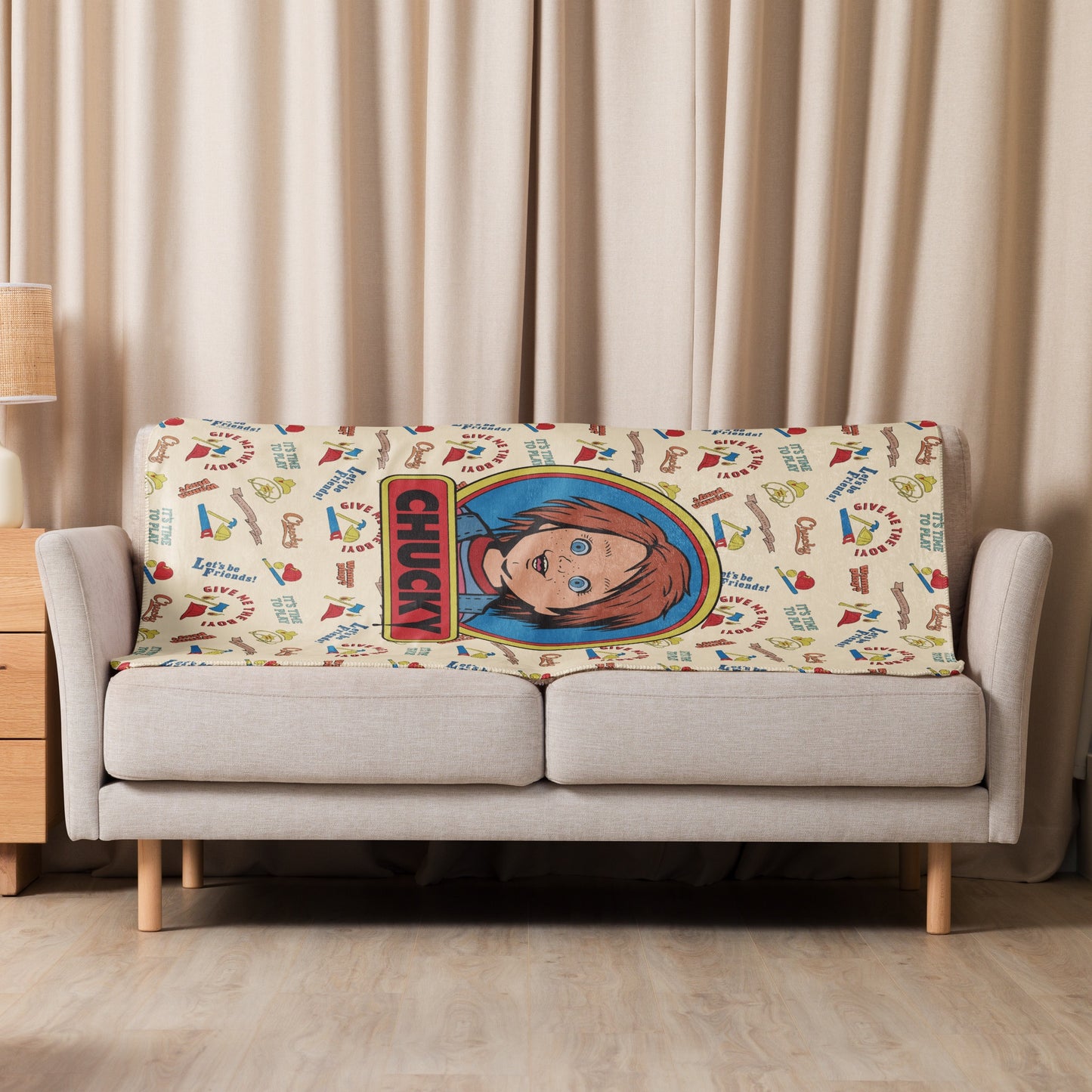 Chucky Vintage Pattern Sherpa Blanket