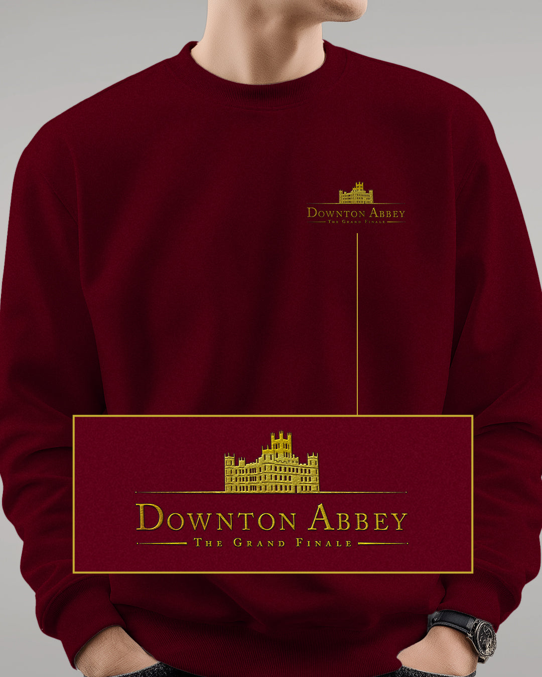 Downton Abbey: The Grand Finale Embroidered Crewneck Maroon