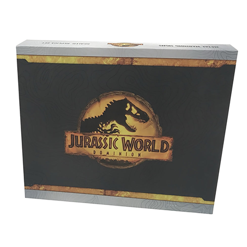 Jurassic World Metal Warning Signs Scaled Prop Replica