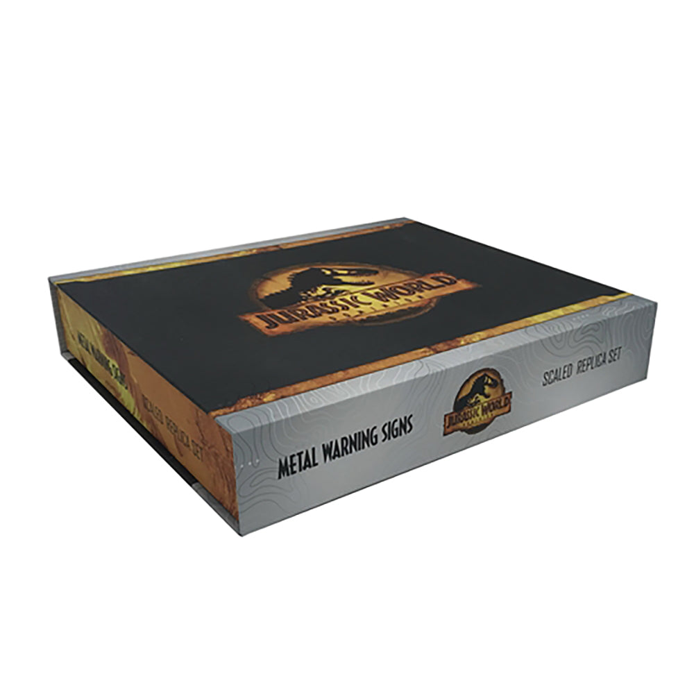 Jurassic World Metal Warning Signs Scaled Prop Replica
