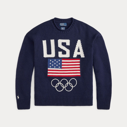 Ralph Lauren Team USA Wool-Blend Rollneck Sweater Navy