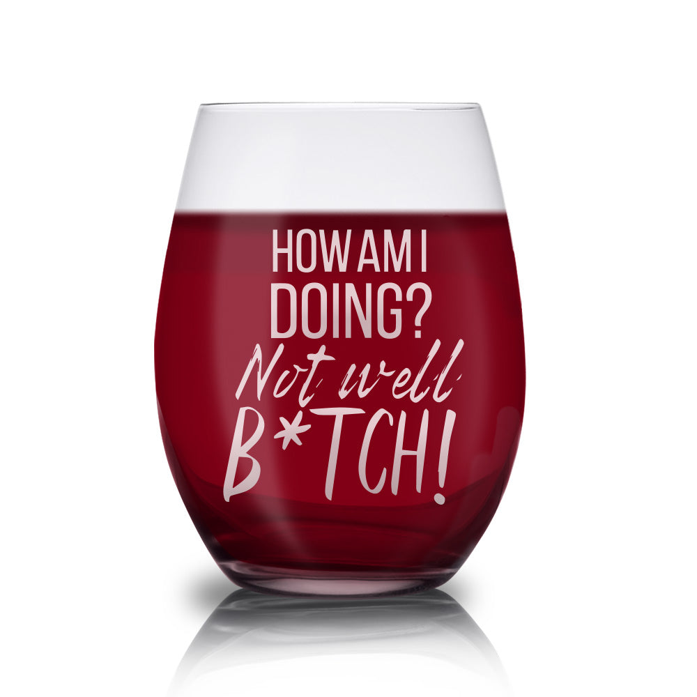 The Real Housewives of New York City How am I Doing? Engraved Wine Glass