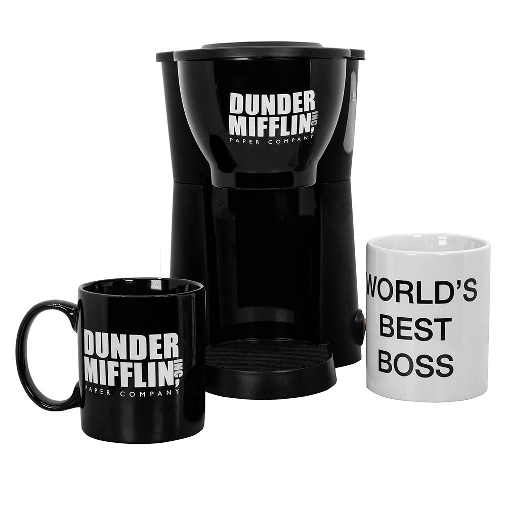 The Office Single Cup Coffee Maker with two Mugs