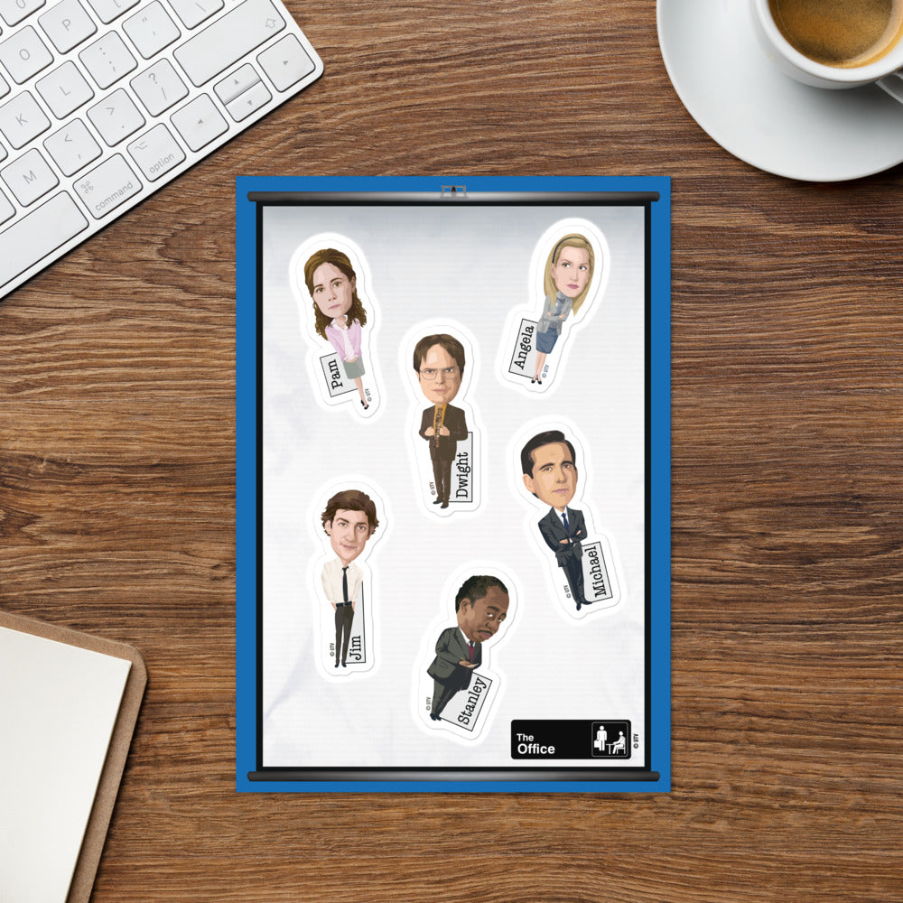 The Office Character Illustration Sticker Sheet