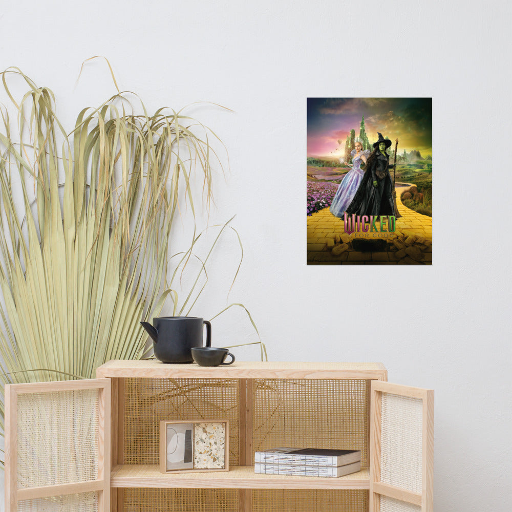 Wicked: For Good Key Art Poster Elphaba & Glinda Yellow Brick Road