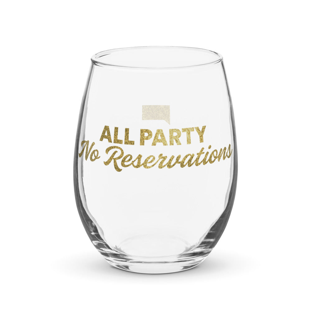 2018 national championship stemless wine glass Southern Hospitality All Party, No Reservations Stemless Wine Glass