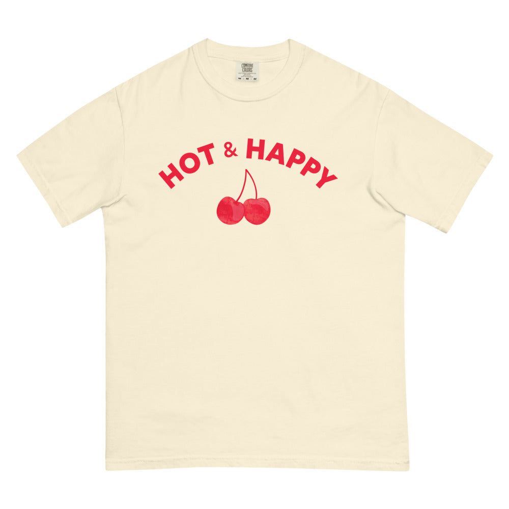 Summer House Hot & Happy Unisex Garment-Dyed Heavyweight T-Shirt Ivory