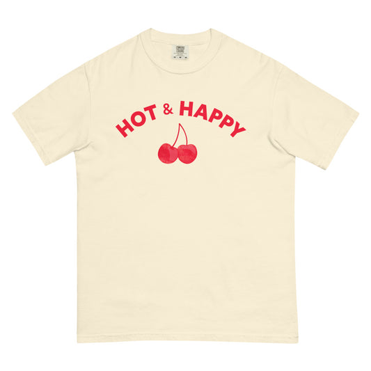 Summer House Hot & Happy Unisex Garment-Dyed Heavyweight T-Shirt Ivory