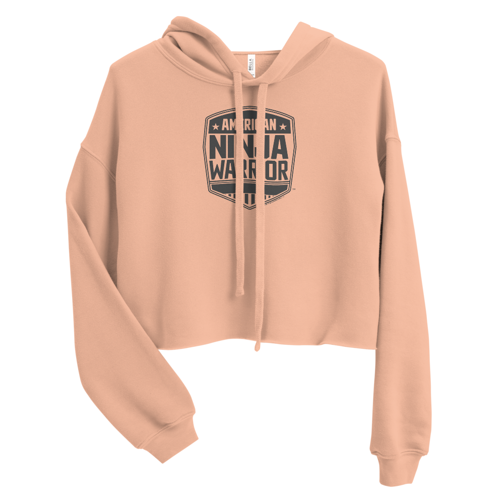 American Ninja Warrior Grey Logo Women's Fleece Crop Hooded Sweatshirt