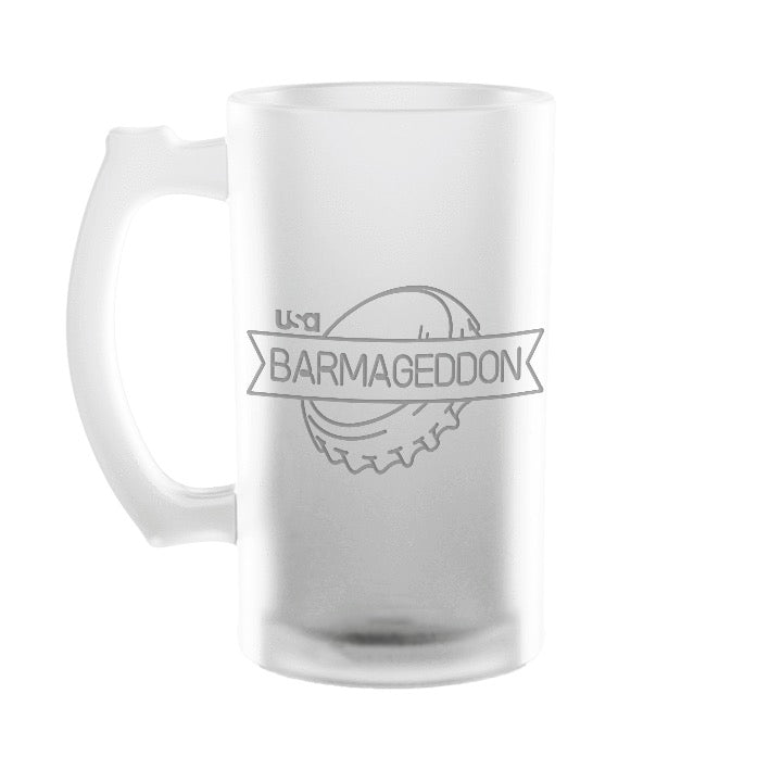 Barmageddon Logo 16 oz Frosted Beer Stein