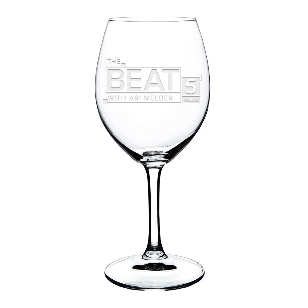 The Beat with Ari Melber 5th Anniversary Laser Engraved Wine Glass