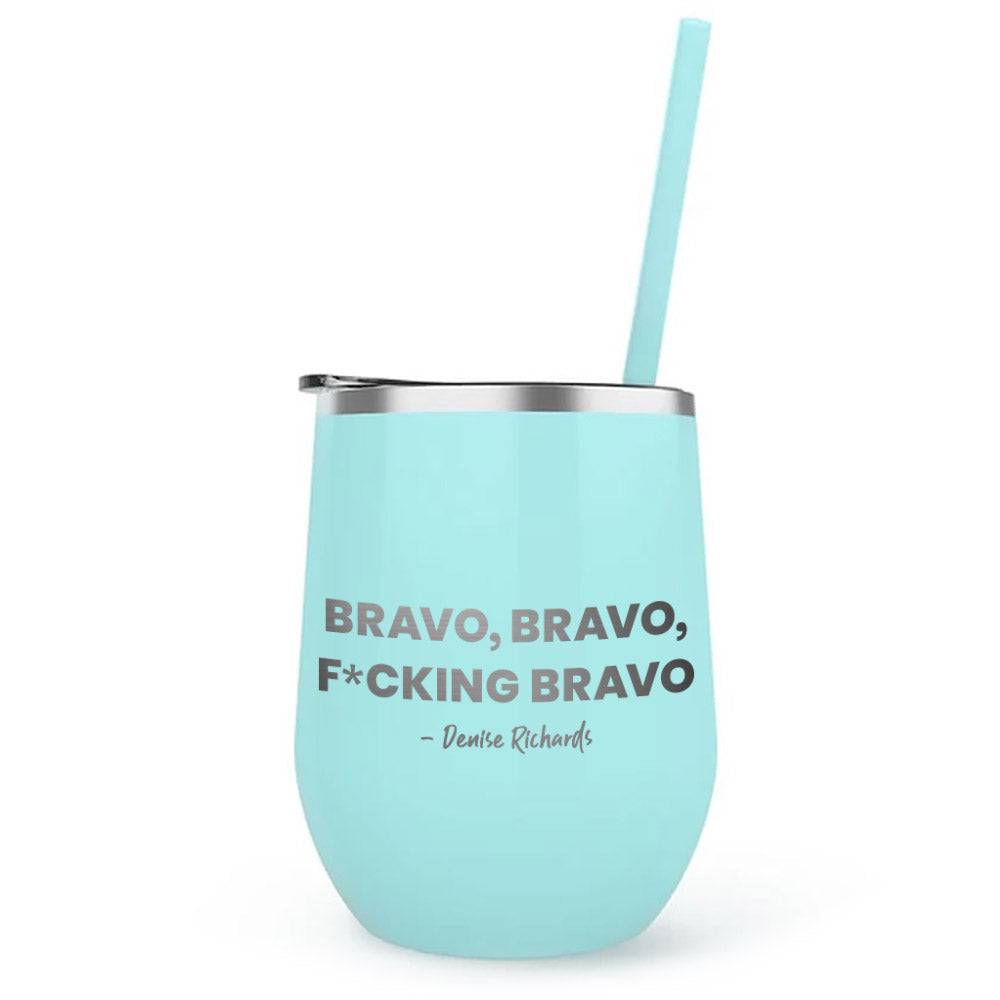 The Real Housewives of Beverly Hills Bravo, Bravo, F*cking Bravo Laser Engraved Wine Tumbler with Straw