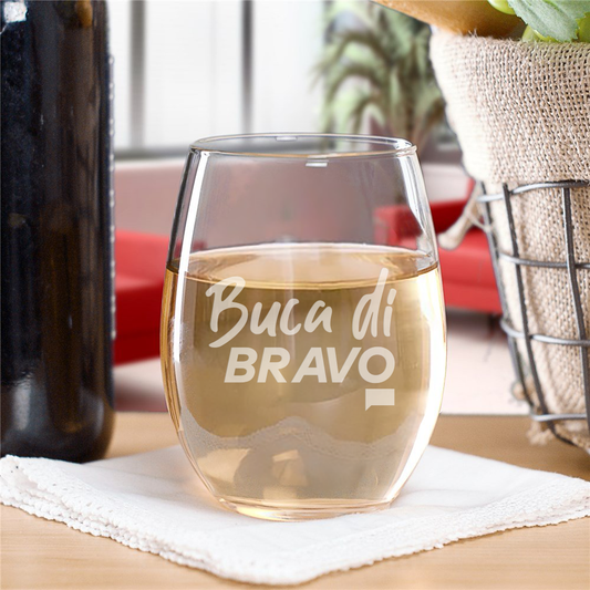 Bravo Gear Buca Di Bravo Laser Engraved Stemless Wine Glass