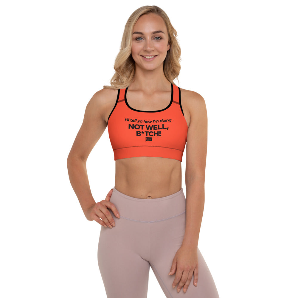 Bravo Gear Bravo How am I Doing? Red All-Over Print Sports Bra