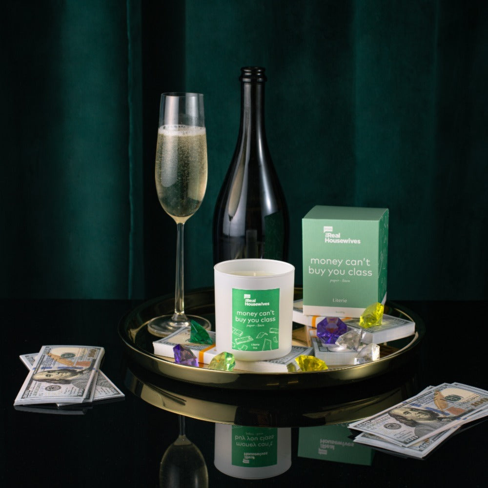 Money Can't Buy You Class Paper and Linen Candle
