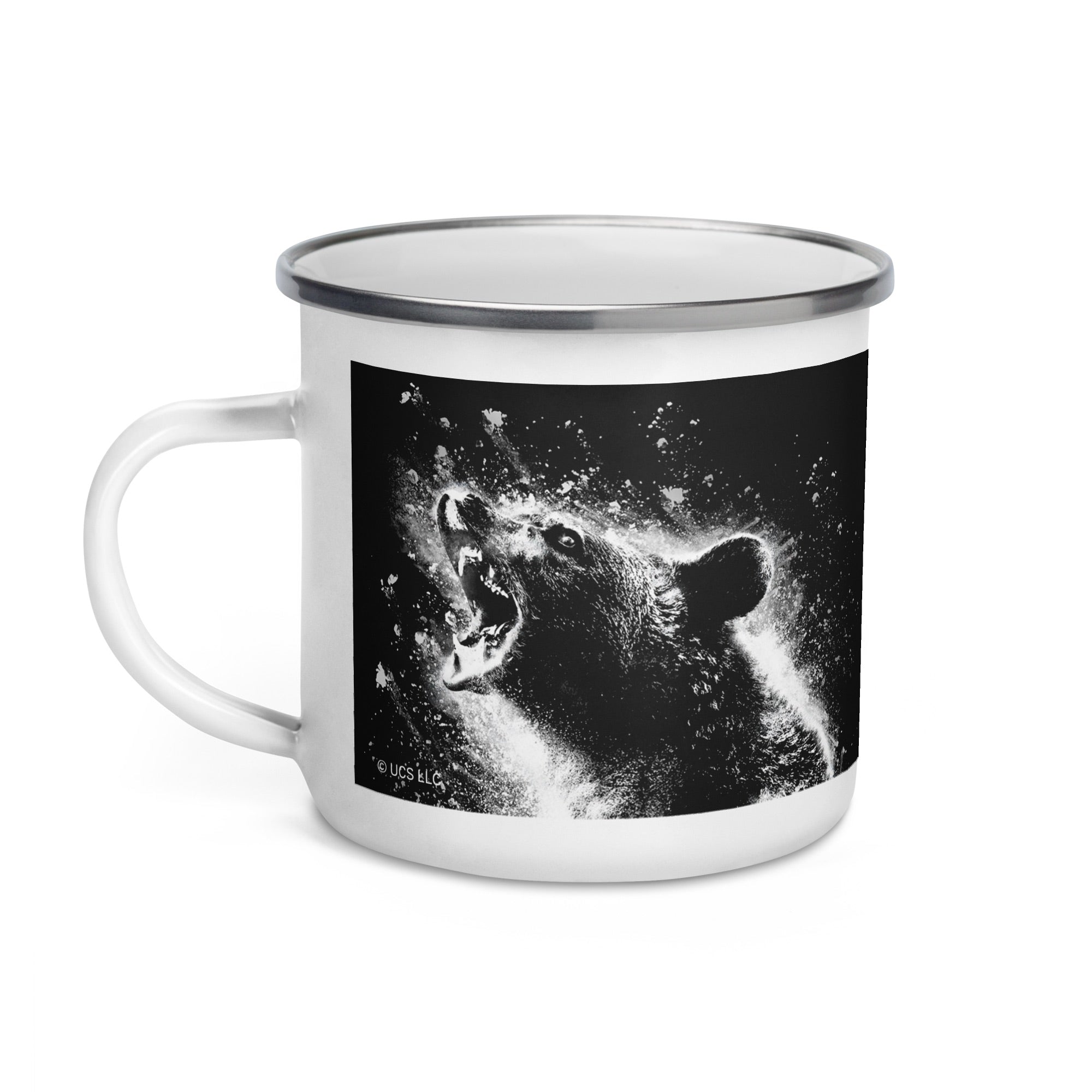 Black & White Woodland Bear Ceramic Mug – 15 Oz Camp Style Speckled Mug, Hand Wash Only