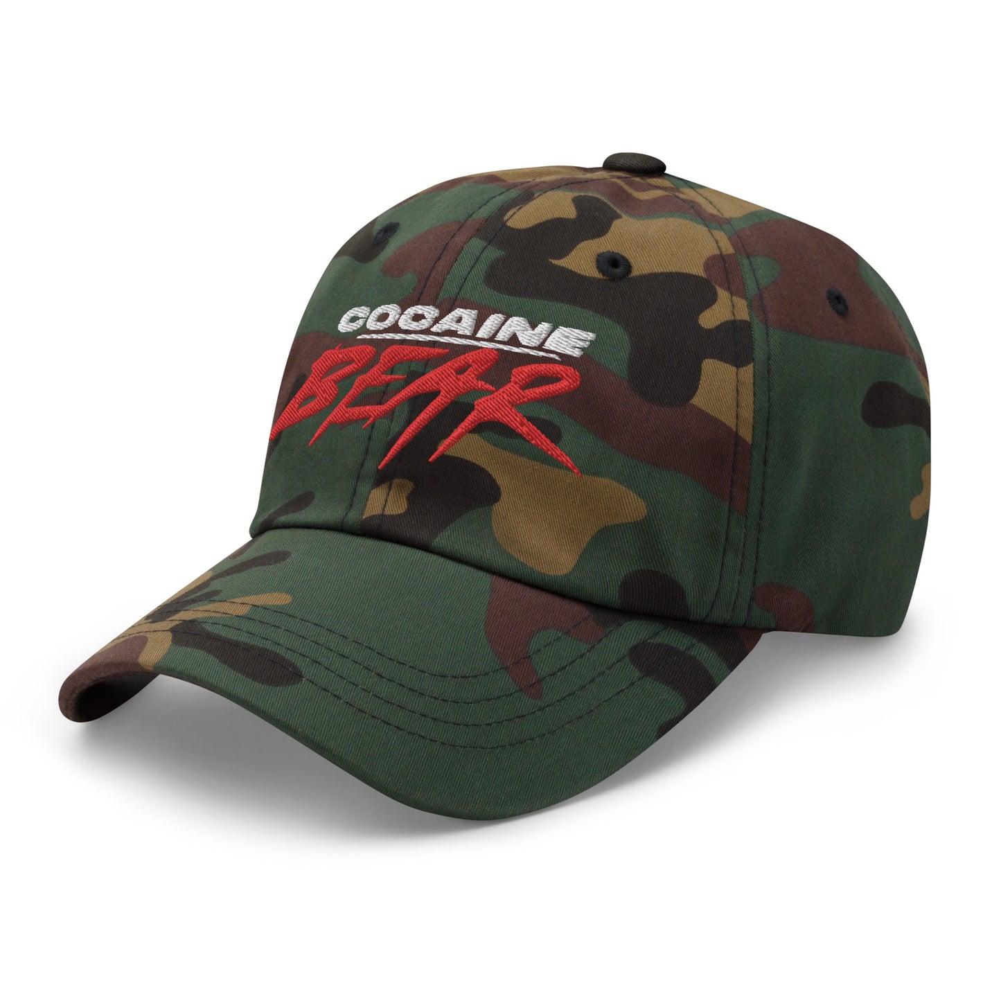 Cocaine Bear Logo Camo Dad Hat