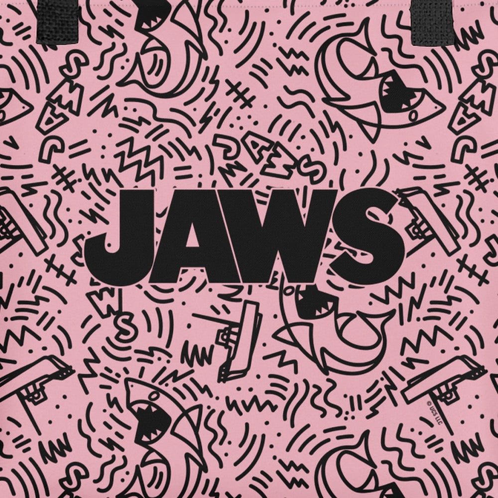 Jaws Pink Doodle Pattern Tote Bag