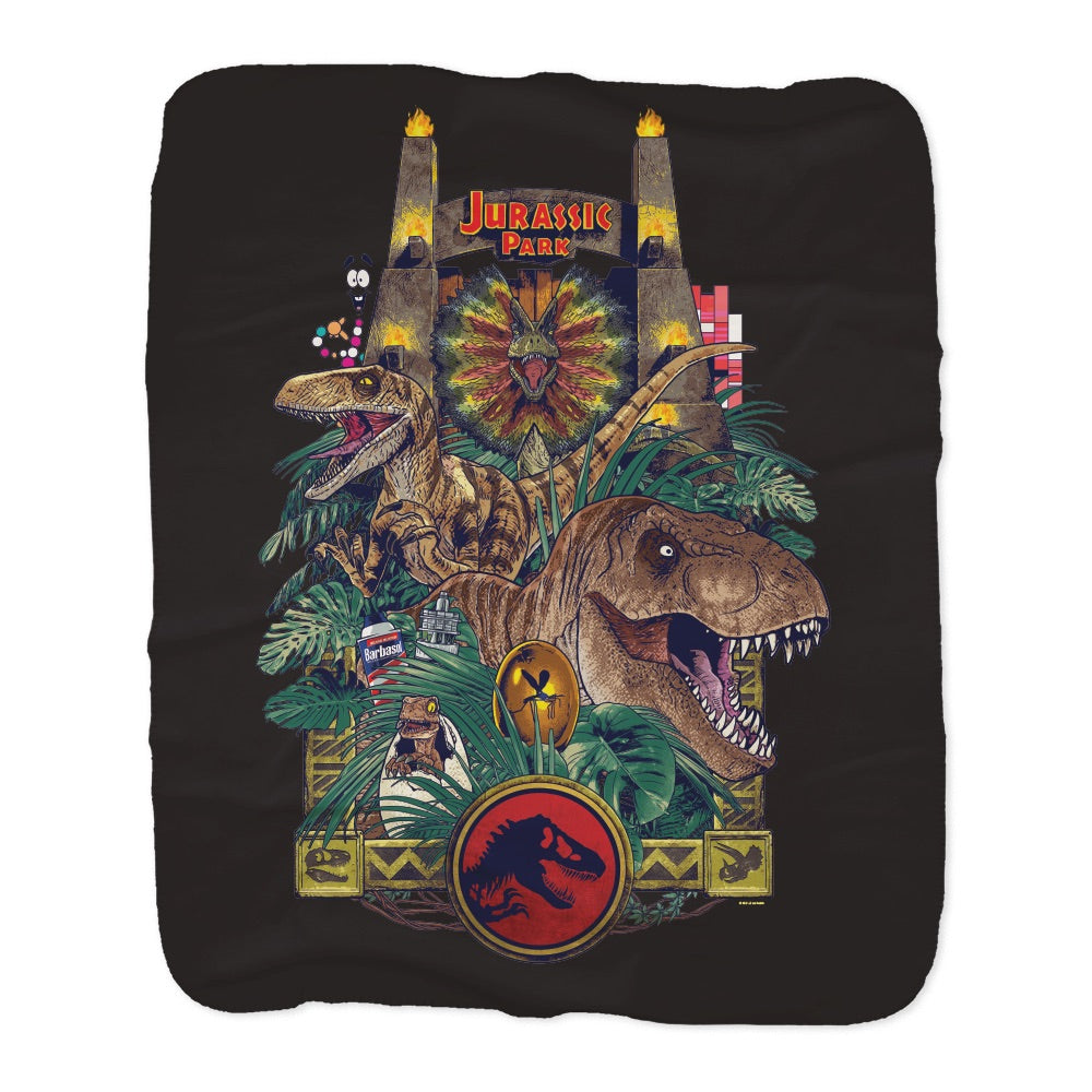 Jurassic Park Sherpa Blanket