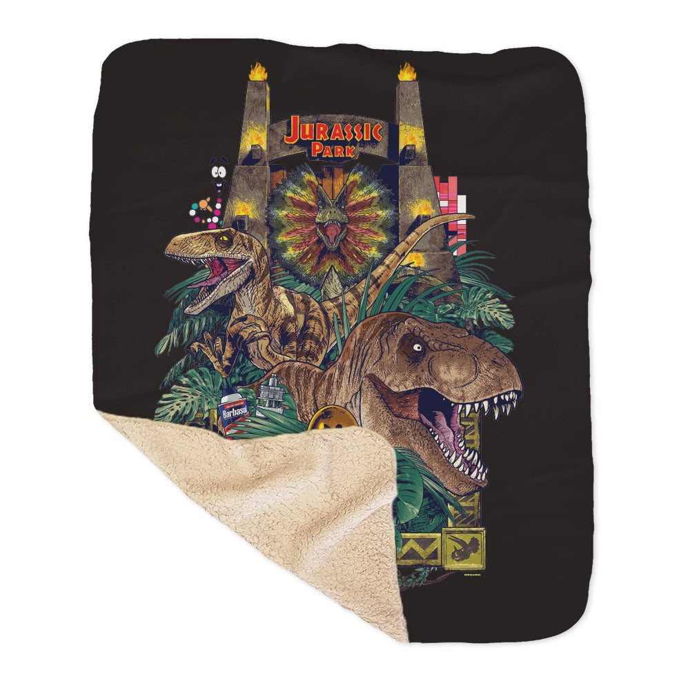 Jurassic Park Sherpa Blanket