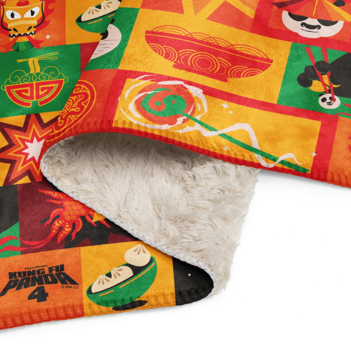 Kung Fu Panda 4 Patterened Sherpa Blanket