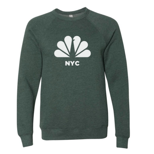 NBC NYC Tonal Flocked Green Crewneck