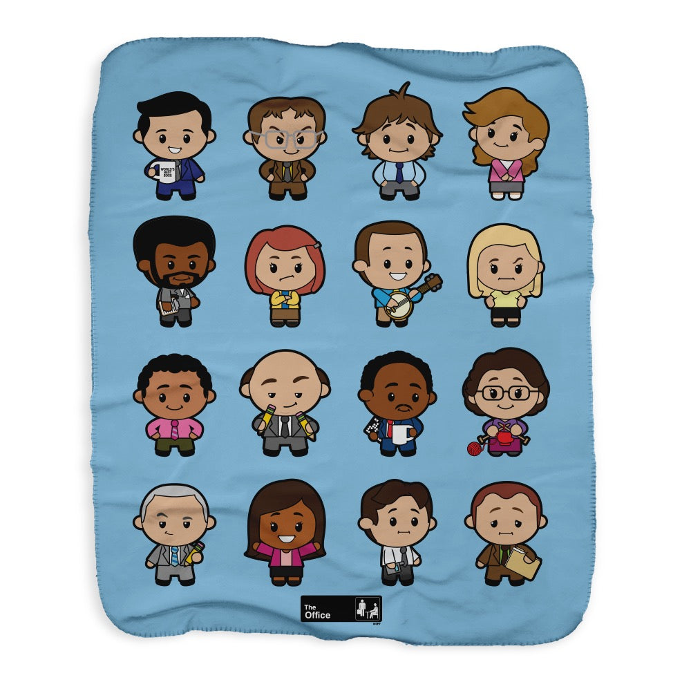 The Office Cute Collection Characters Sherpa Blanket