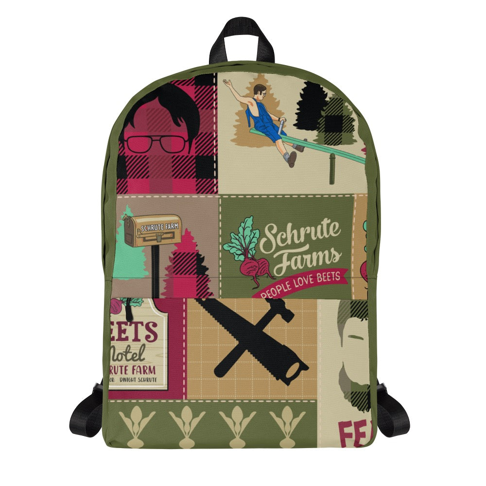 dunder mifflin mini backpack The Office Schrute Farms Pattern Backpack