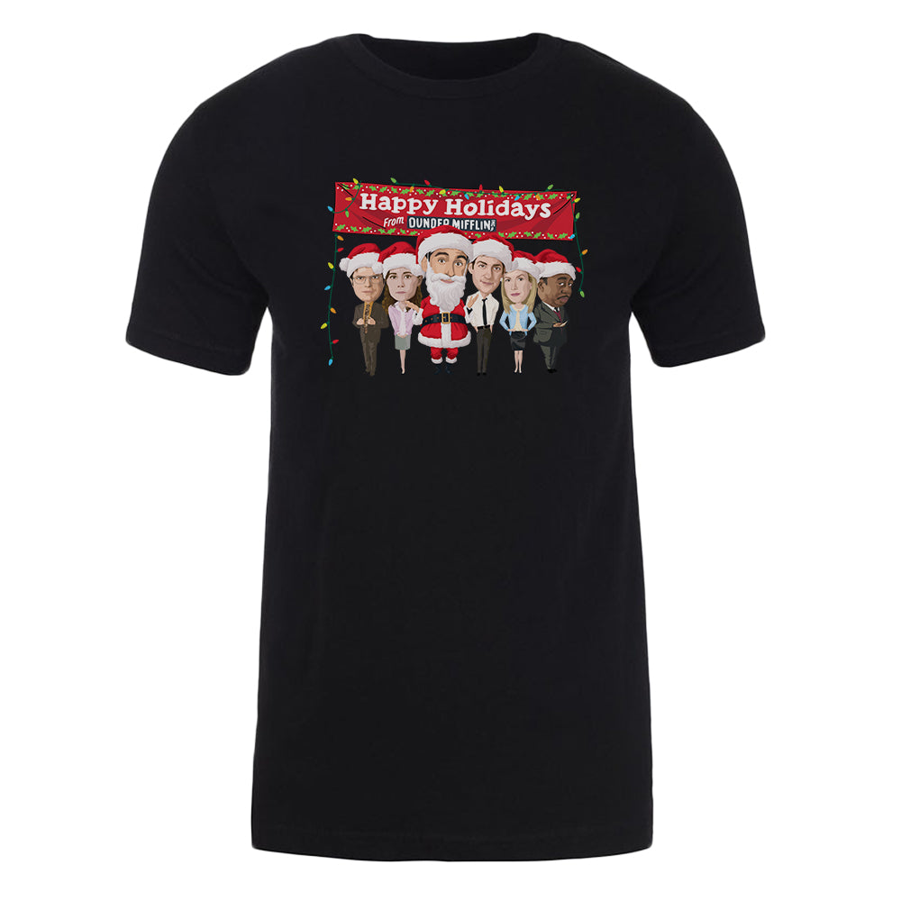 The Office Dunder Mifflin Happy Holidays Adult Short Sleeve T-Shirt
