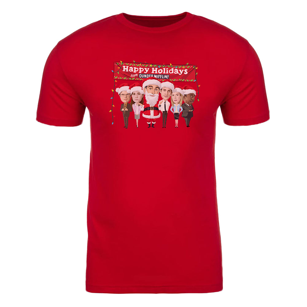 The Office Dunder Mifflin Happy Holidays Adult Short Sleeve T-Shirt