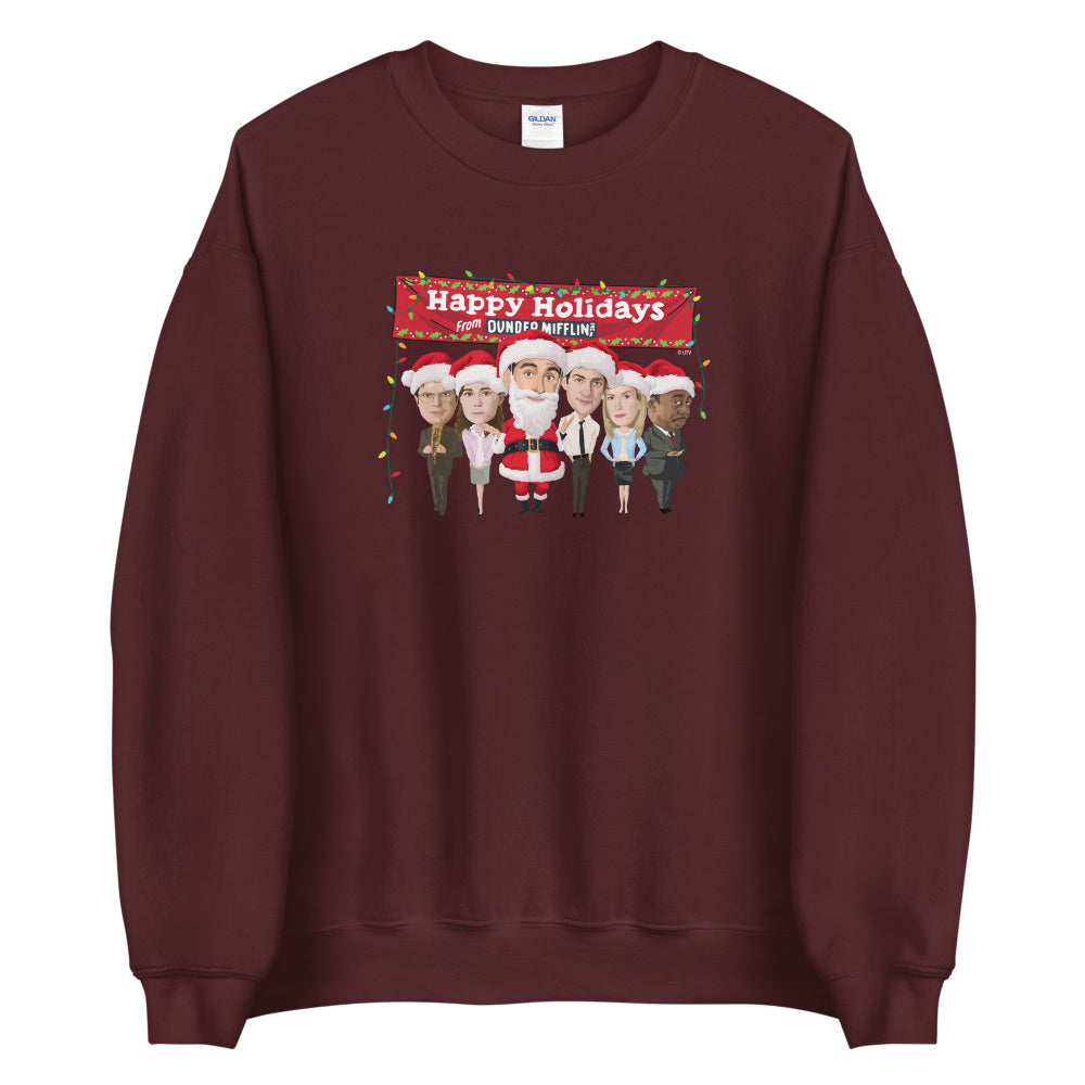 The Office Dunder Mifflin Happy Holidays Fleece Crewneck Sweatshirt