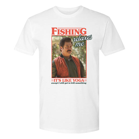 Parks and Recreation Ron Swanson Fishing Relaxes Me T-Shirt