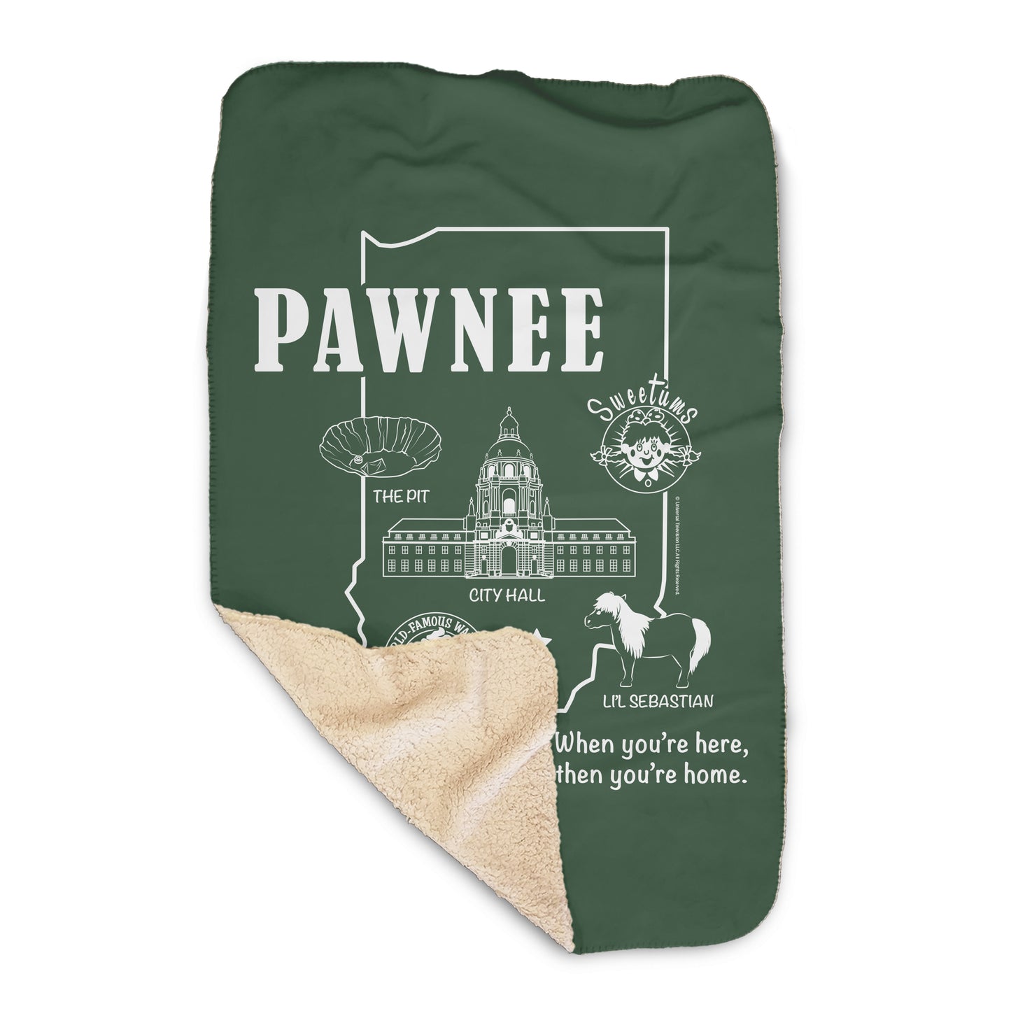 Parks and Recreation Pawnee Indiana Map Sherpa Blanket