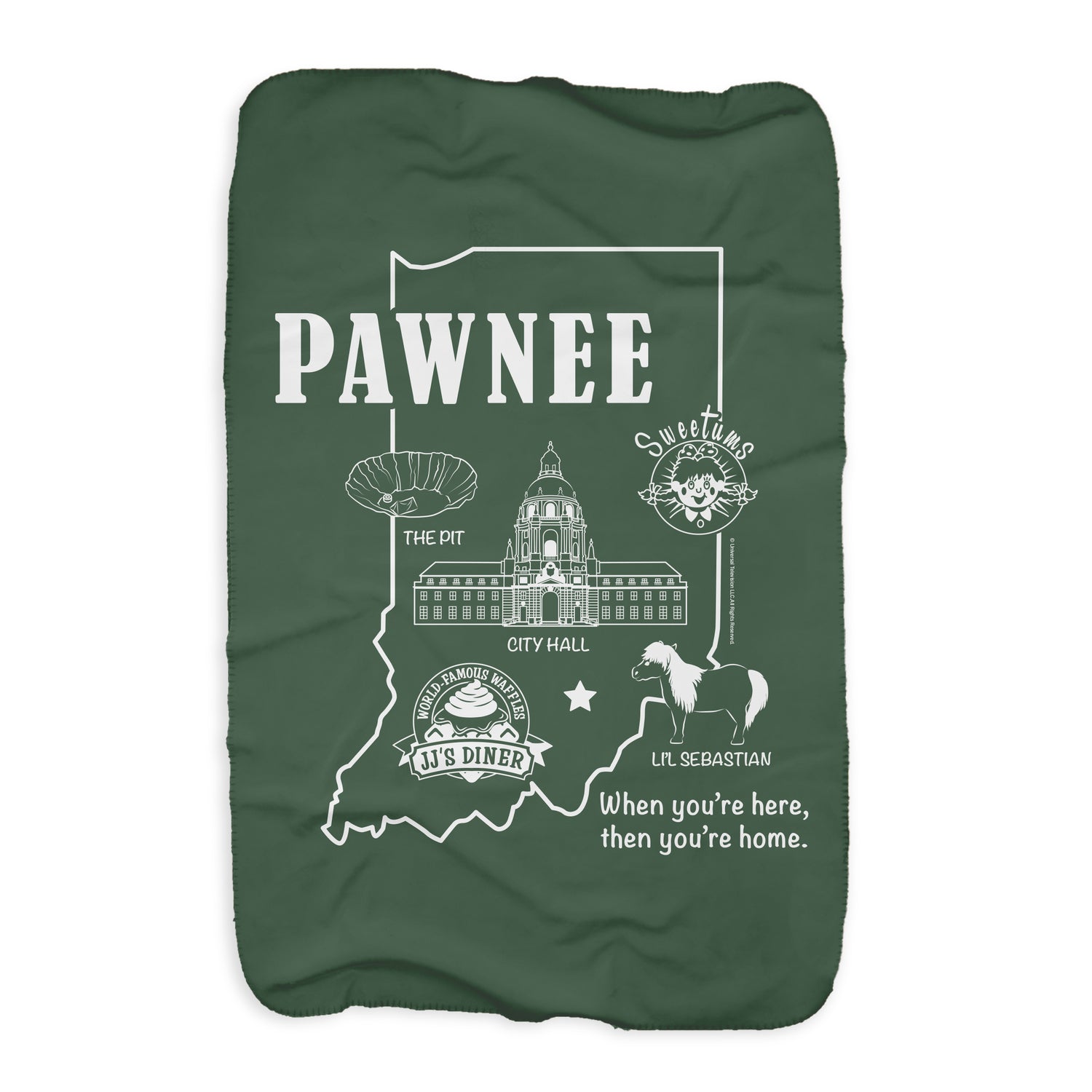 Parks and Recreation Pawnee Indiana Map Sherpa Blanket