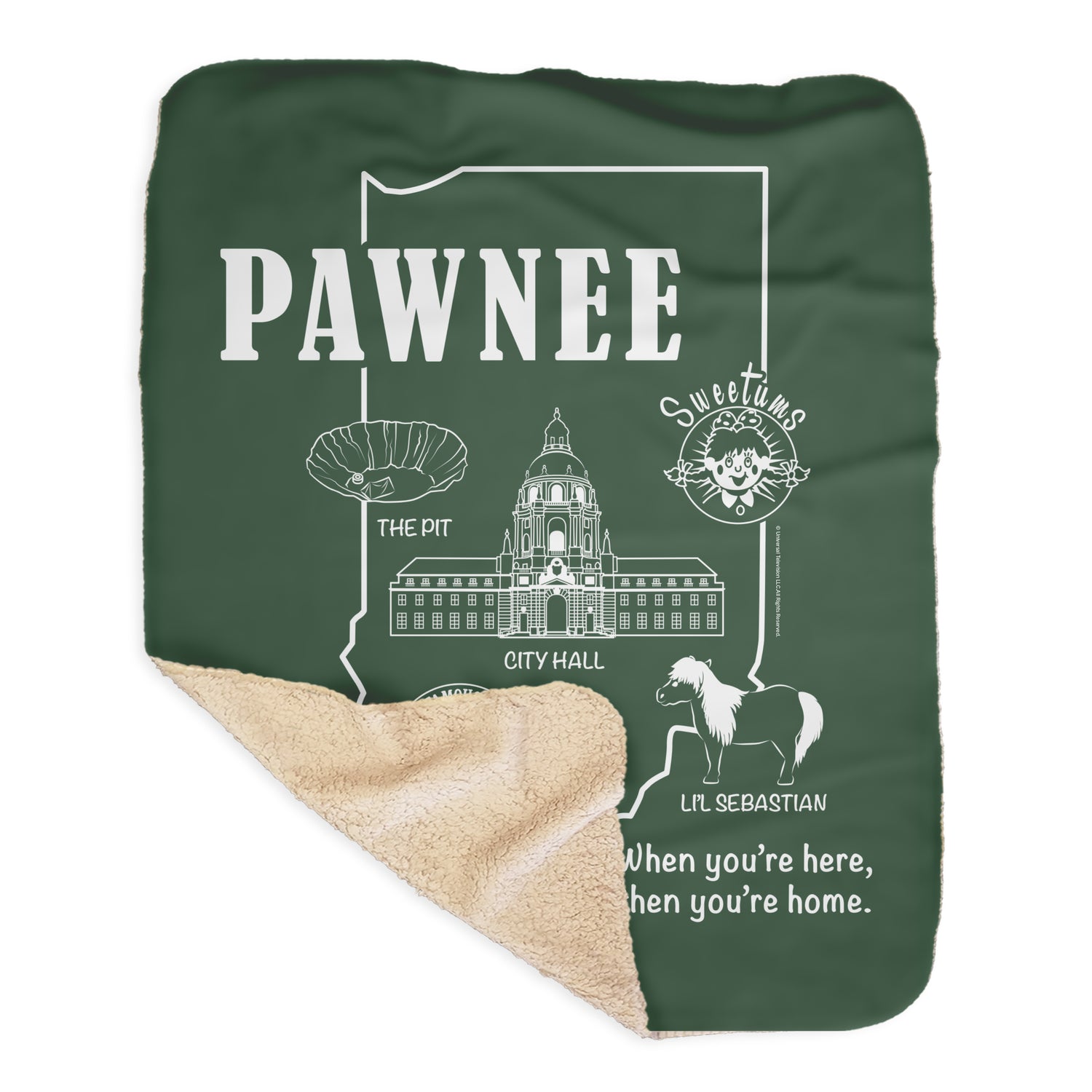 Parks and Recreation Pawnee Indiana Map Sherpa Blanket