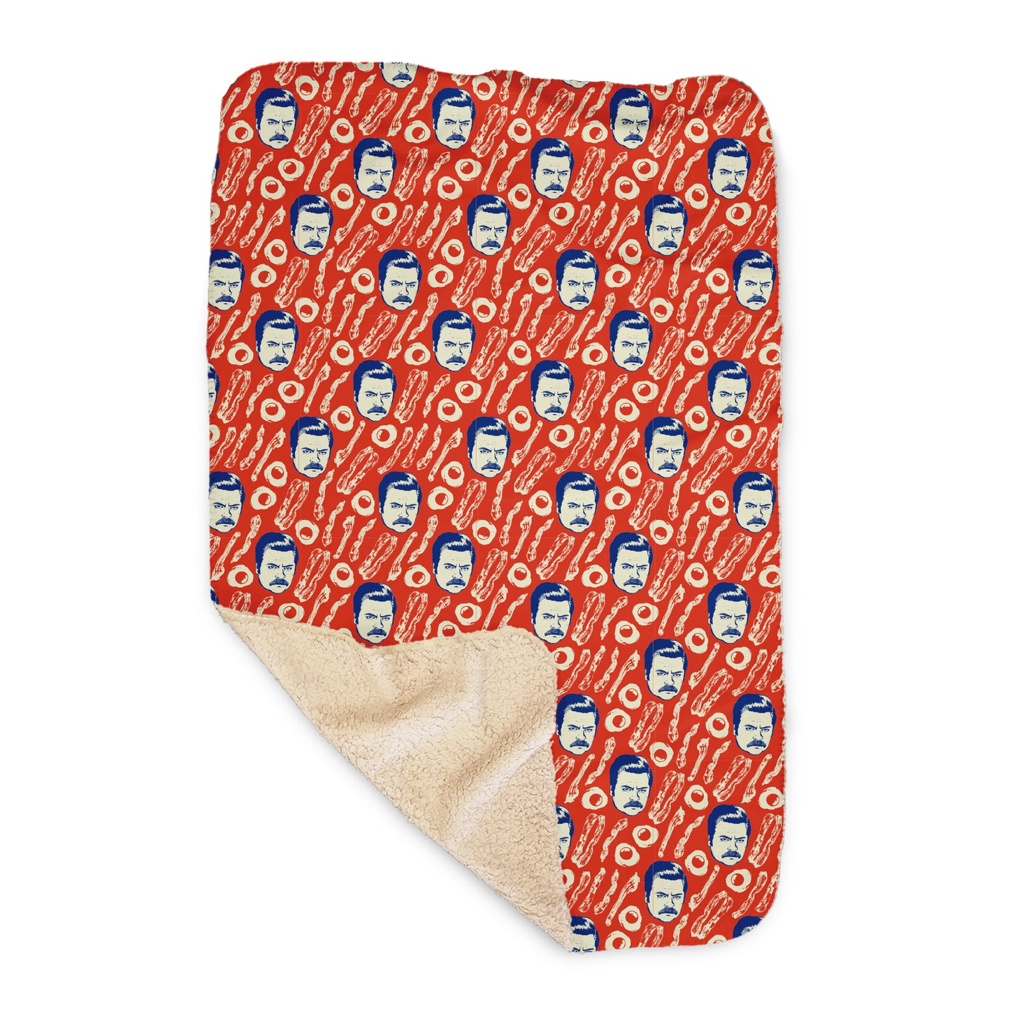 Parks and Recreation Ron Swanson Bacon Pattern Sherpa Blanket