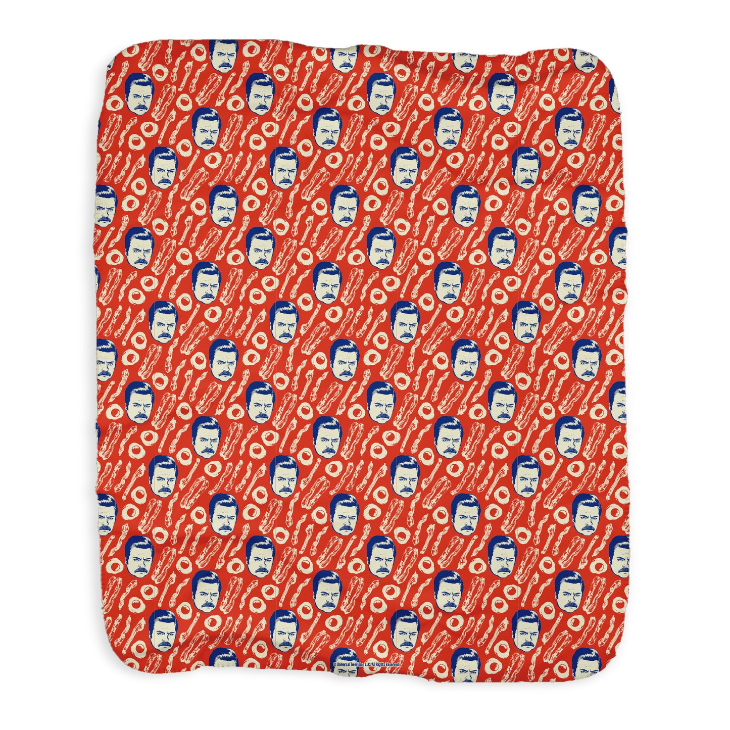 Parks and Recreation Ron Swanson Bacon Pattern Sherpa Blanket