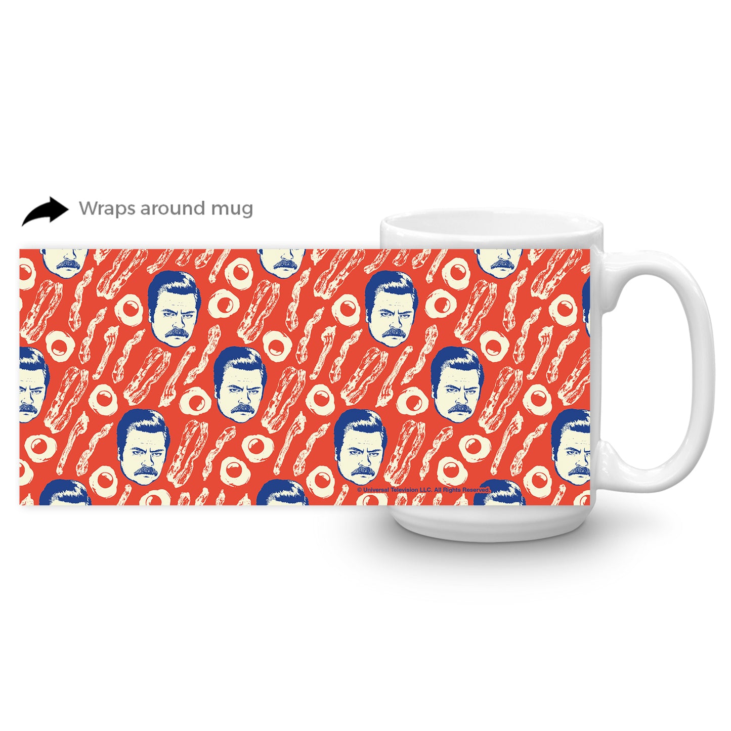 Parks and Recreation Ron Swanson Bacon Pattern Mug