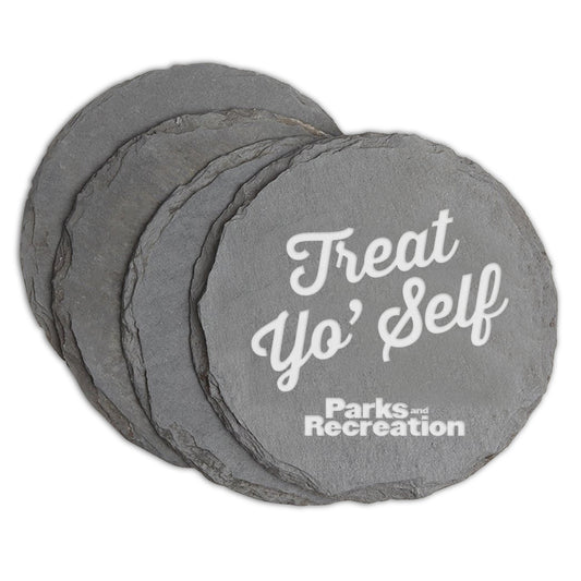Parks and Recreation Treat Yo Self Slate Coasters - Set of 4