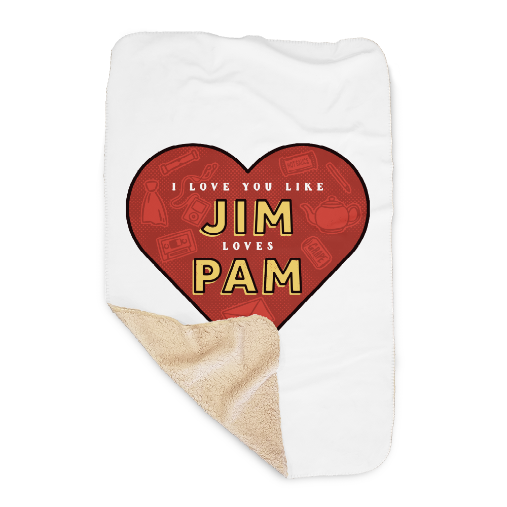 The Office Jim Loves Pam Sherpa Throw Blanket