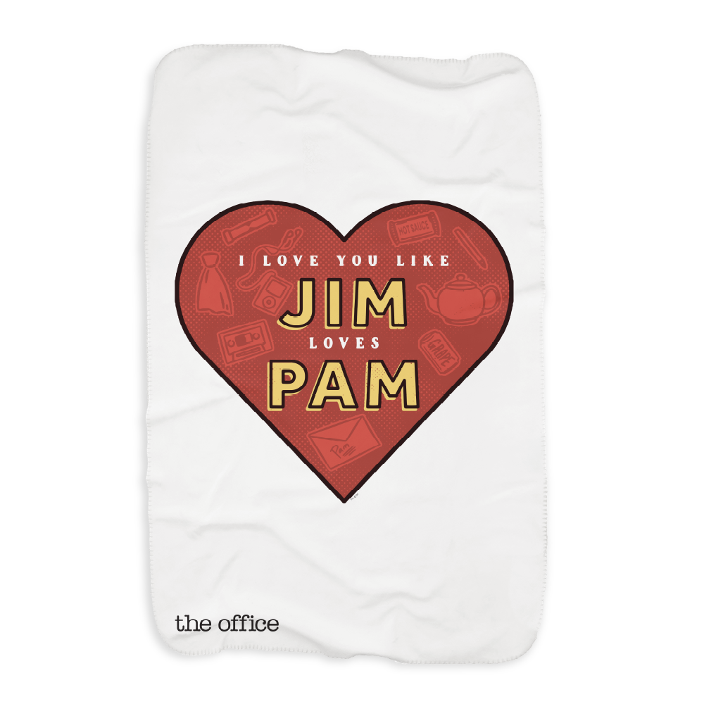 The Office Jim Loves Pam Sherpa Throw Blanket