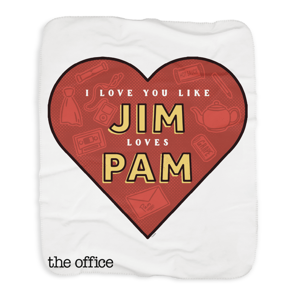The Office Jim Loves Pam Sherpa Throw Blanket
