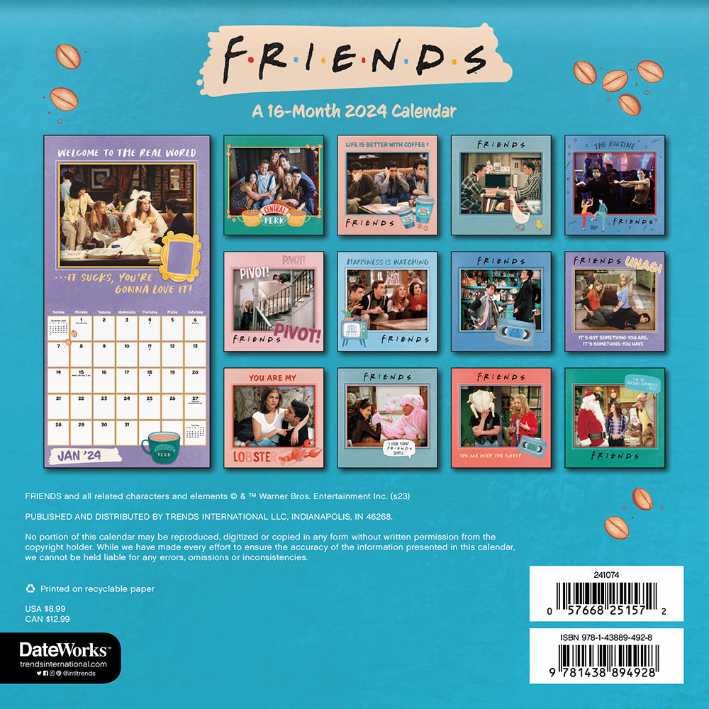 Friends 16-Month 2024 Wall Calendar