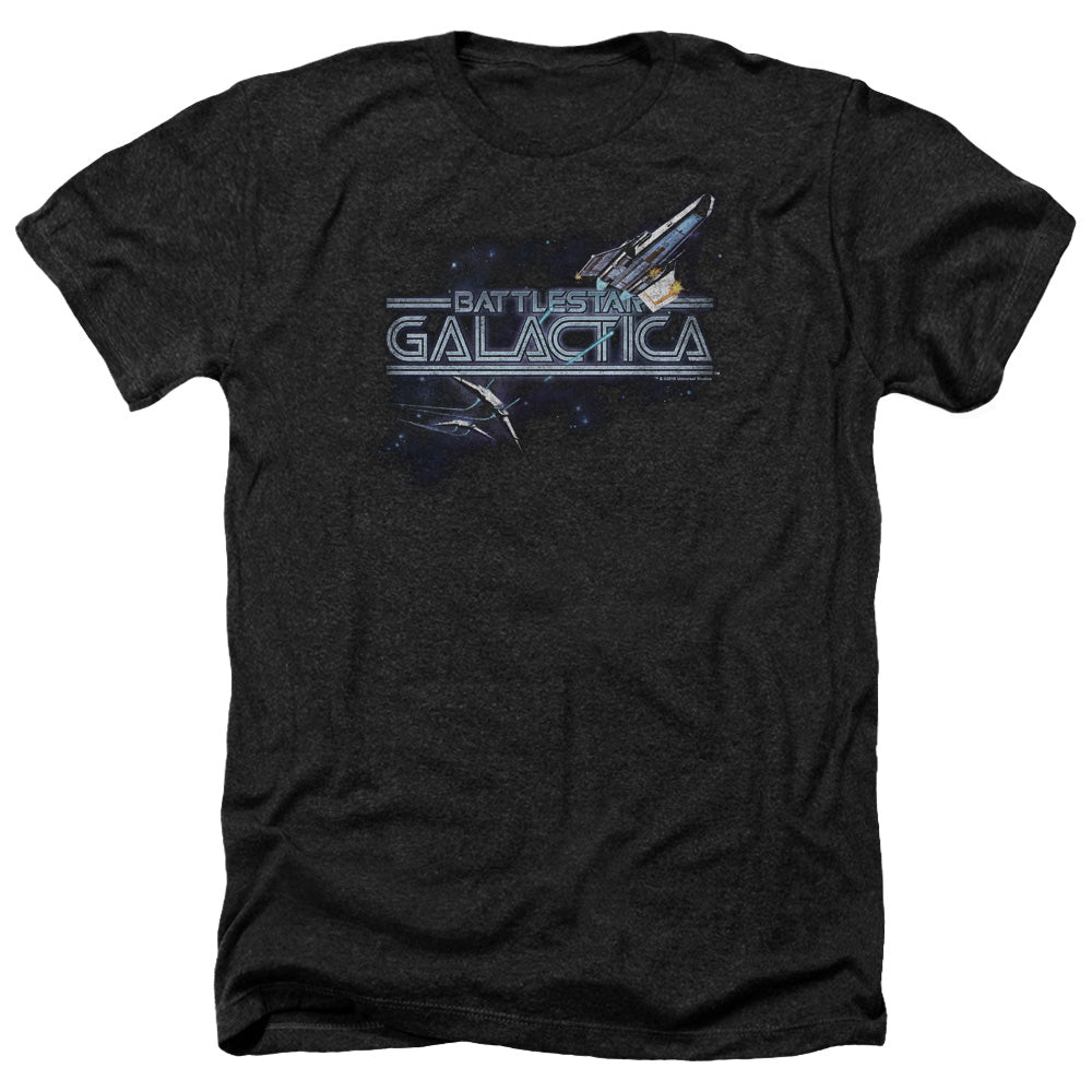 Battlestar Galactica Cylon Pursuit Heather Black Short Sleeve T-Shirt