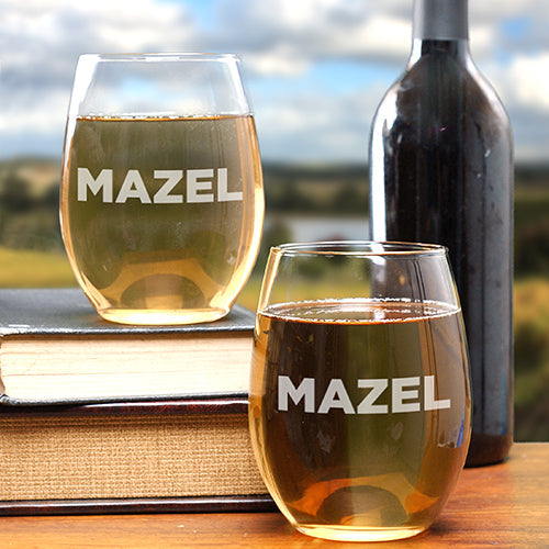 12oz stemless wine glasses by celebrate it Watch What Happens Live Mazel Stemless Wine Glasses