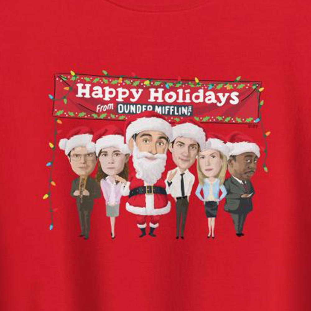 The Office Dunder Mifflin Happy Holidays Fleece Crewneck Sweatshirt