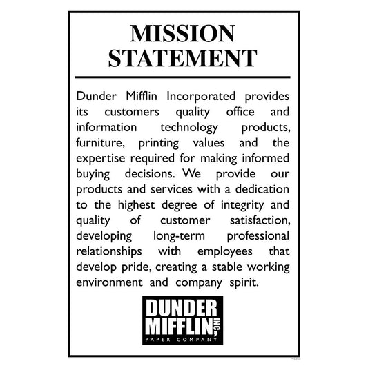 The Office Dunder Mifflin Mission Statement Poster