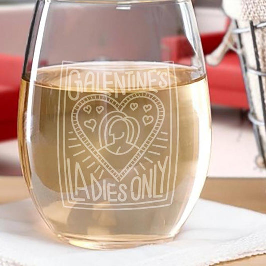 Parks and Recreation Galentine's Ladies Only Stemless Wine Glass