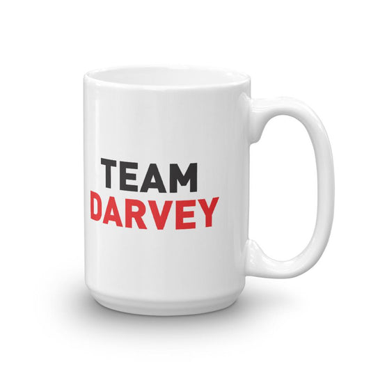 Suits Stacked Team Darvey White Mug